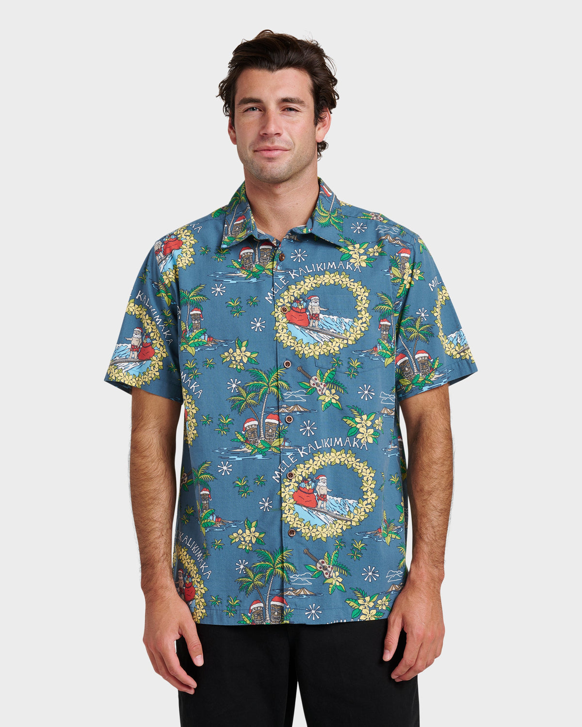 Waterman Surfing Santa Shirt - Real Teal | Quick Silver