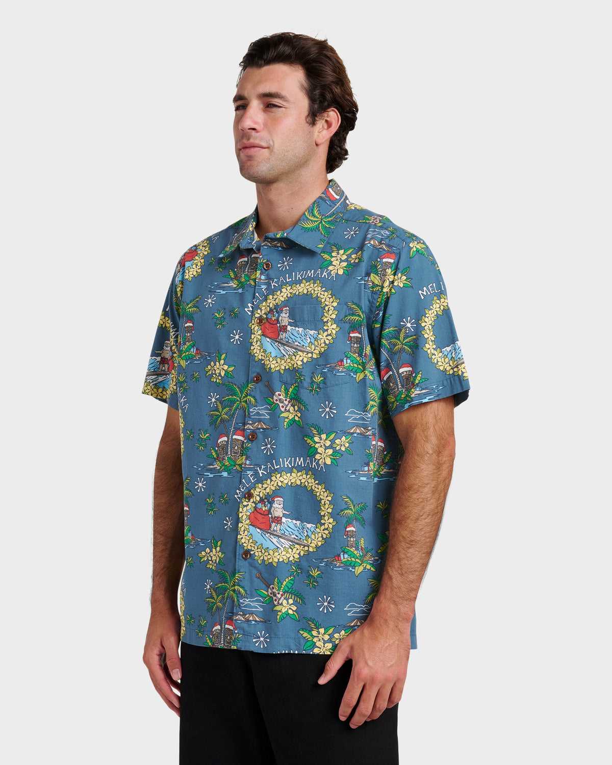 Waterman Surfing Santa Shirt - Real Teal | Quick Silver