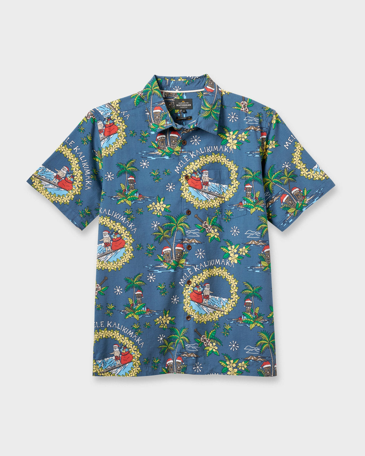 Waterman Surfing Santa Shirt - Real Teal | Quick Silver