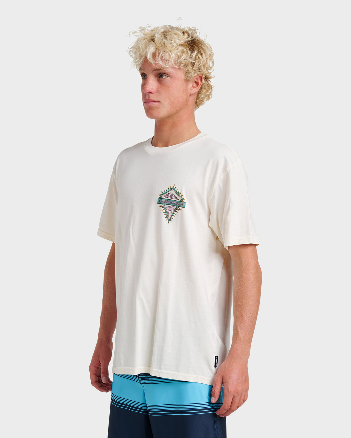 Liberty Spikespigment Dye T-Shirt - Snow White | Quick Silver
