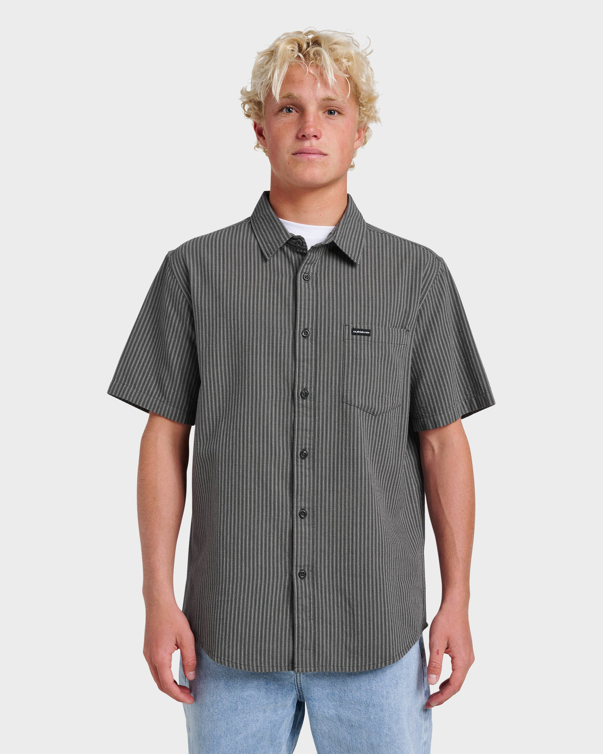 Oxford Stripe Classic Short Sleeve Shirt - Phantom | Quick Silver