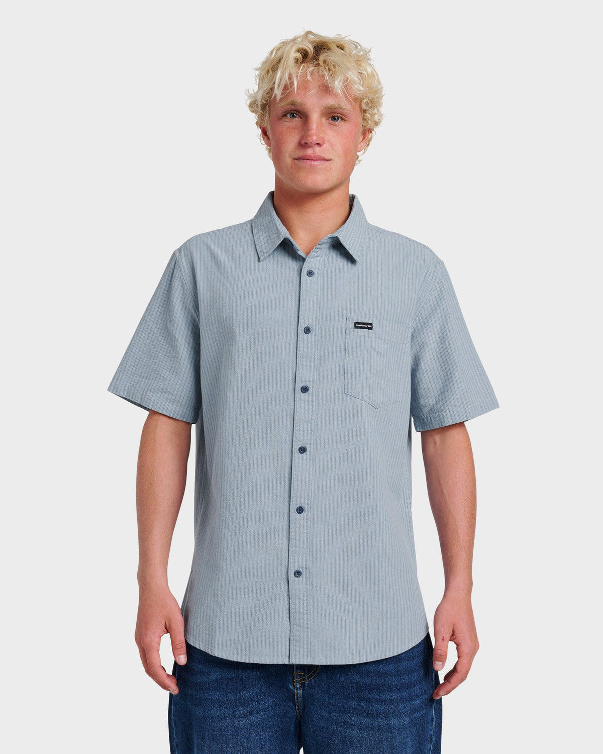 Oxford Stripe Classic Short Sleeve Shirt - Ashley Blue | Quick Silver