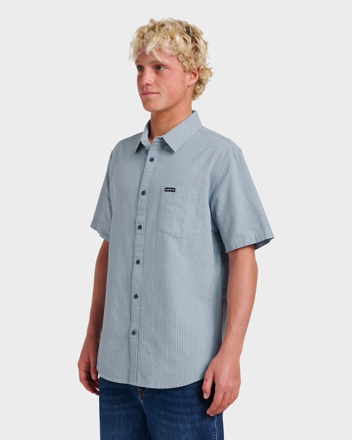 Oxford Stripe Classic Short Sleeve Shirt - Ashley Blue | Quick Silver