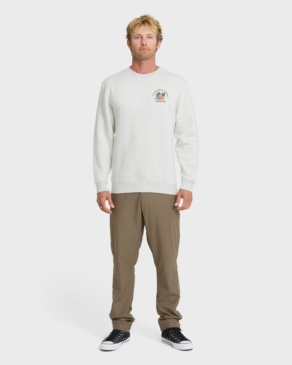 California Vibes Crew Fleece Sweatshirt - Oatmeal Hth | Quick Silver