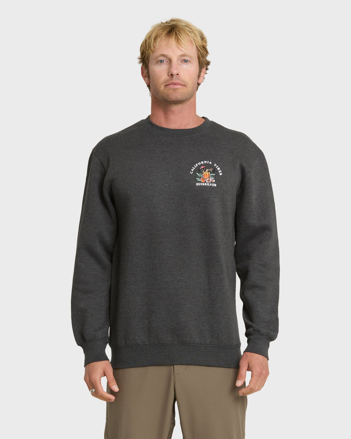 California Vibes Crew Fleece Sweatshirt - Charcoal Grey | Quick Silver