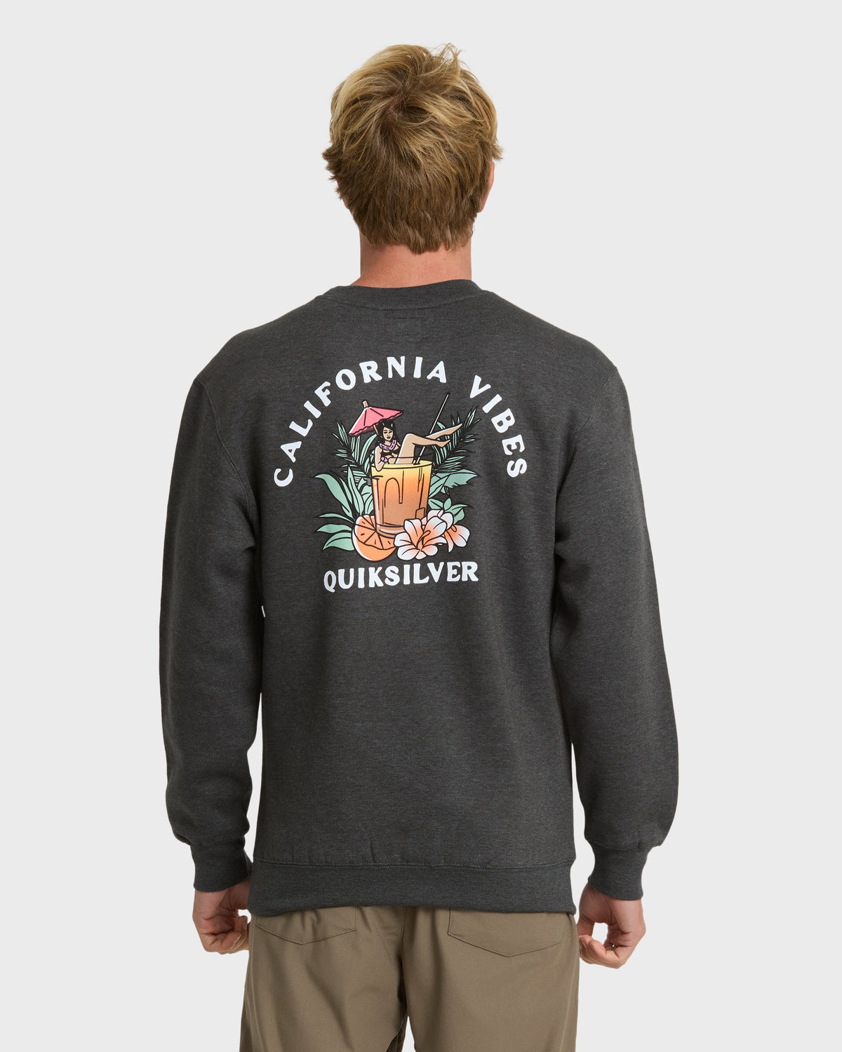 California Vibes Crew Fleece Sweatshirt - Charcoal Grey | Quick Silver