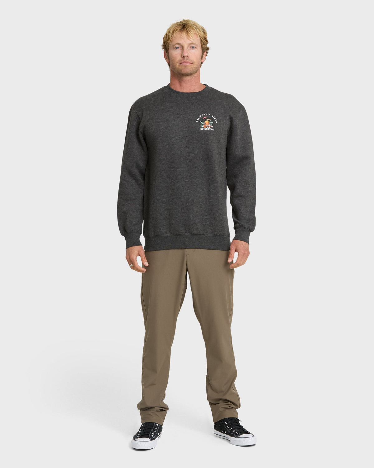 California Vibes Crew Fleece Sweatshirt - Charcoal Grey | Quick Silver