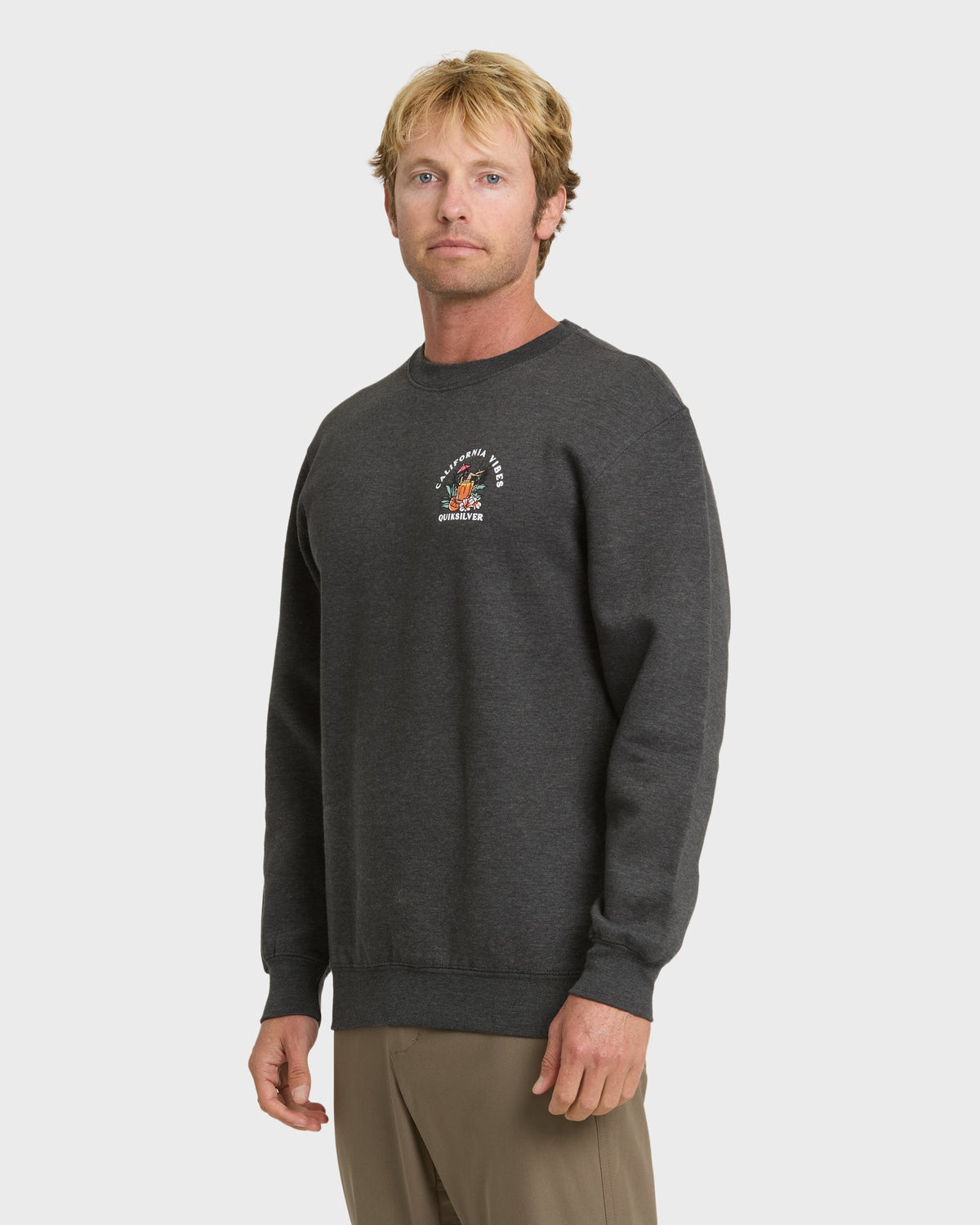 California Vibes Crew Fleece Sweatshirt - Charcoal Grey | Quick Silver