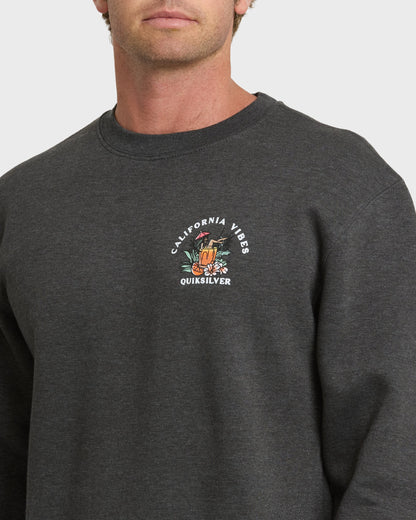 California Vibes Crew Fleece Sweatshirt - Charcoal Grey | Quick Silver