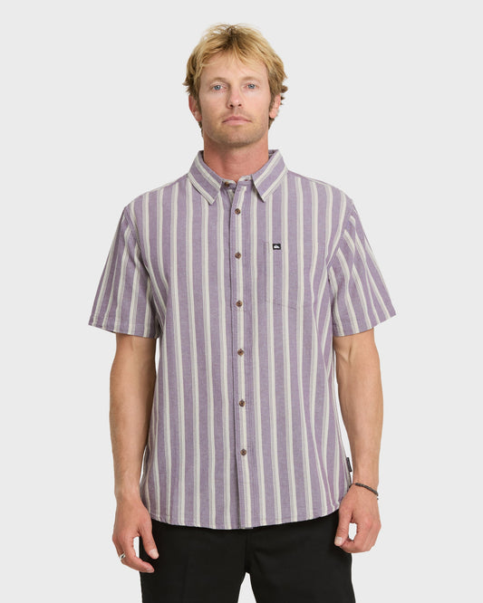 Oxford Stripe Classic Short Sleeve Shirt - Sunset Purple | Quick Silver
