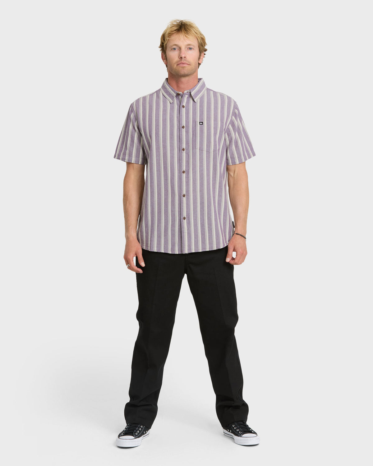 Oxford Stripe Classic Short Sleeve Shirt - Sunset Purple | Quick Silver
