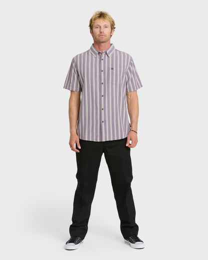 Oxford Stripe Classic Short Sleeve Shirt - Sunset Purple | Quick Silver