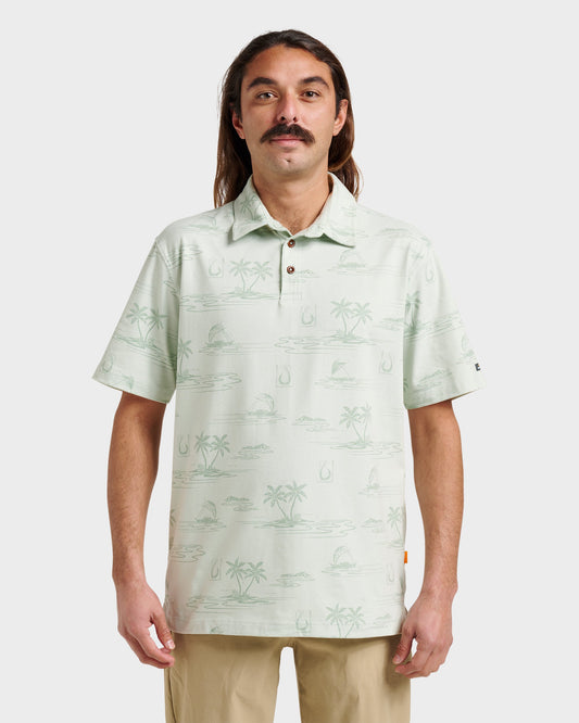 Waterman Island Daze Polo T-Shirt - Smoke Heahter | Quick Silver