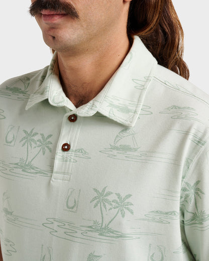 Waterman Island Daze Polo T-Shirt - Smoke Heahter | Quick Silver