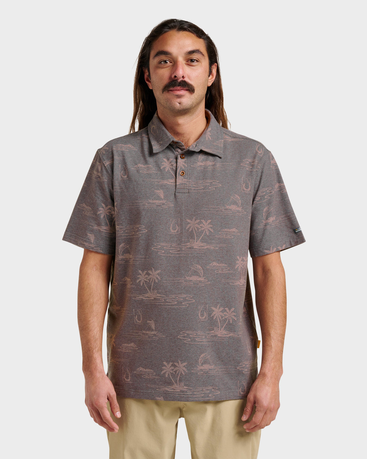 Waterman Island Daze Polo T-Shirt - Phantom Heather | Quick Silver