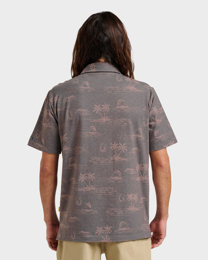 Waterman Island Daze Polo T-Shirt - Phantom Heather | Quick Silver