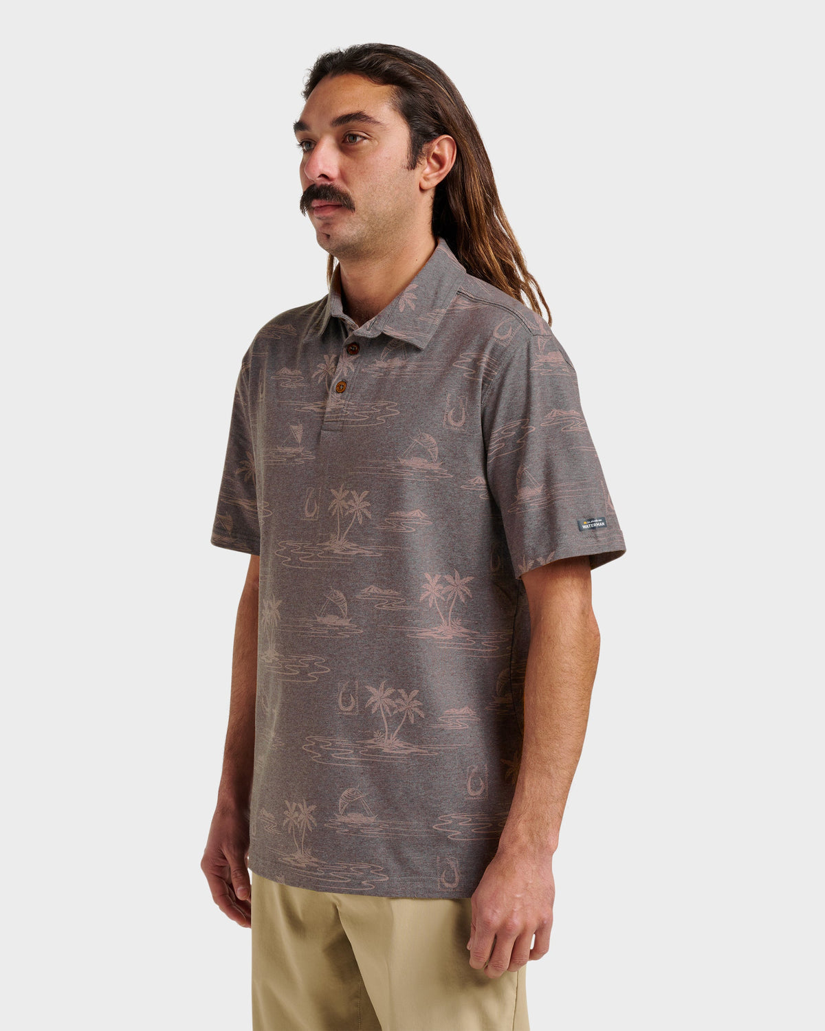 Waterman Island Daze Polo T-Shirt - Phantom Heather | Quick Silver