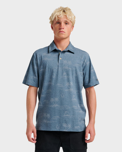 Waterman Island Daze Polo T-Shirt - Real Teal Heather | Quick Silver
