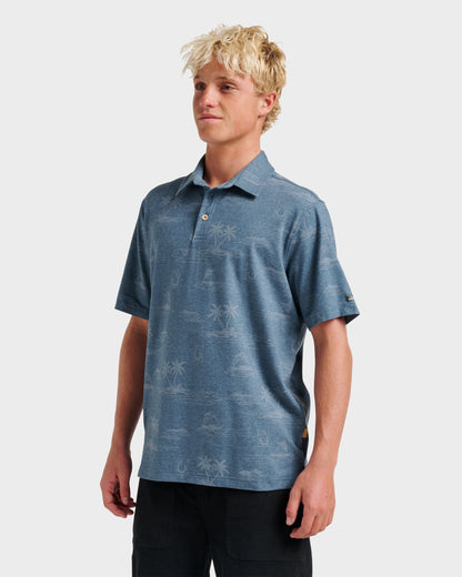 Waterman Island Daze Polo T-Shirt - Real Teal Heather | Quick Silver