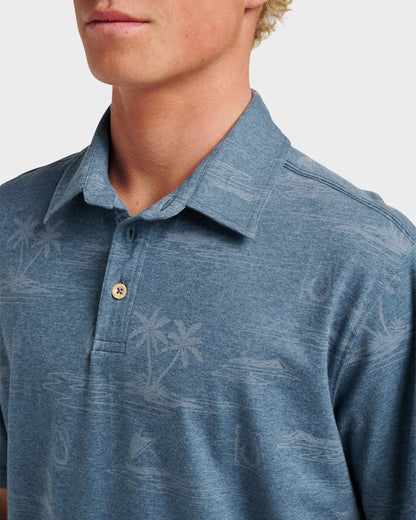 Waterman Island Daze Polo T-Shirt - Real Teal Heather | Quick Silver