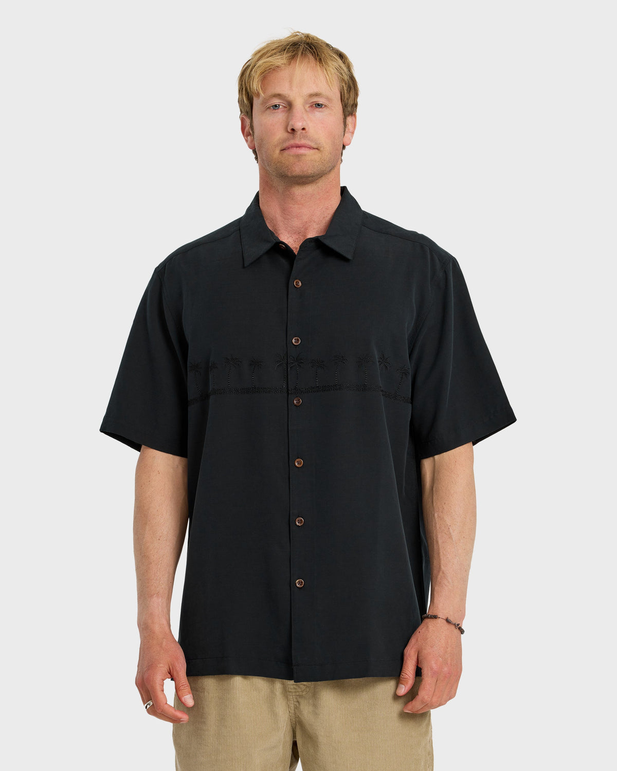 Waterman Tahiti Palms Premium Anti-Wrinkle Shirt - Black | Quick Silver