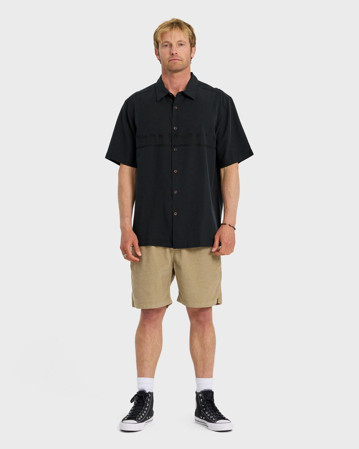 Waterman Tahiti Palms Premium Anti-Wrinkle Shirt - Black | Quick Silver