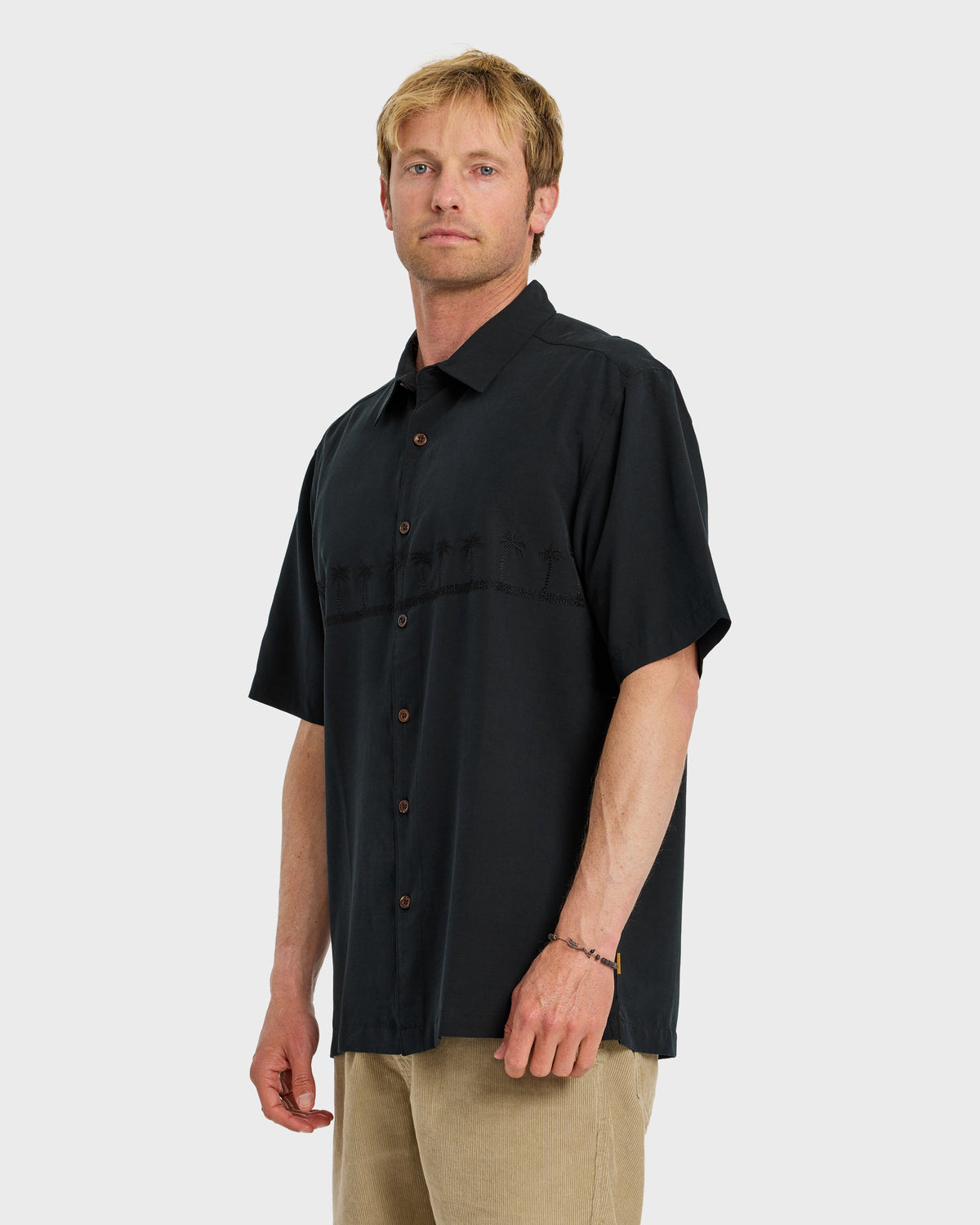 Waterman Tahiti Palms Premium Anti-Wrinkle Shirt - Black | Quick Silver
