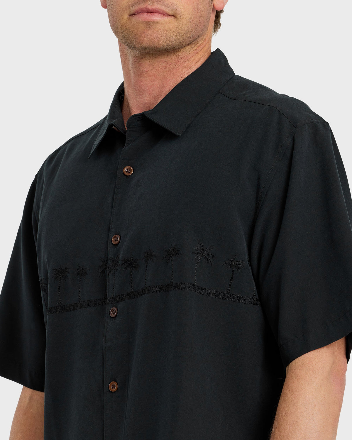 Waterman Tahiti Palms Premium Anti-Wrinkle Shirt - Black | Quick Silver