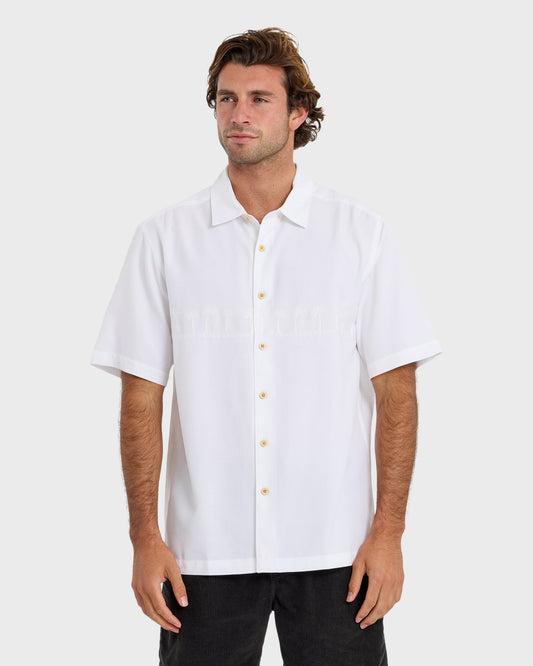 Waterman Tahiti Palms Premium Anti-Wrinkle Shirt - White | Quick Silver