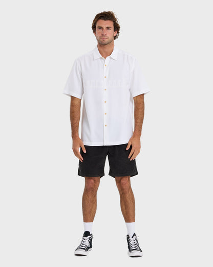 Waterman Tahiti Palms Premium Anti-Wrinkle Shirt - White | Quick Silver