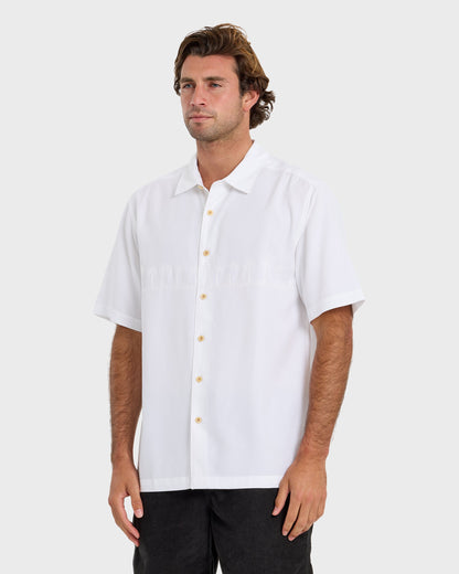 Waterman Tahiti Palms Premium Anti-Wrinkle Shirt - White | Quick Silver