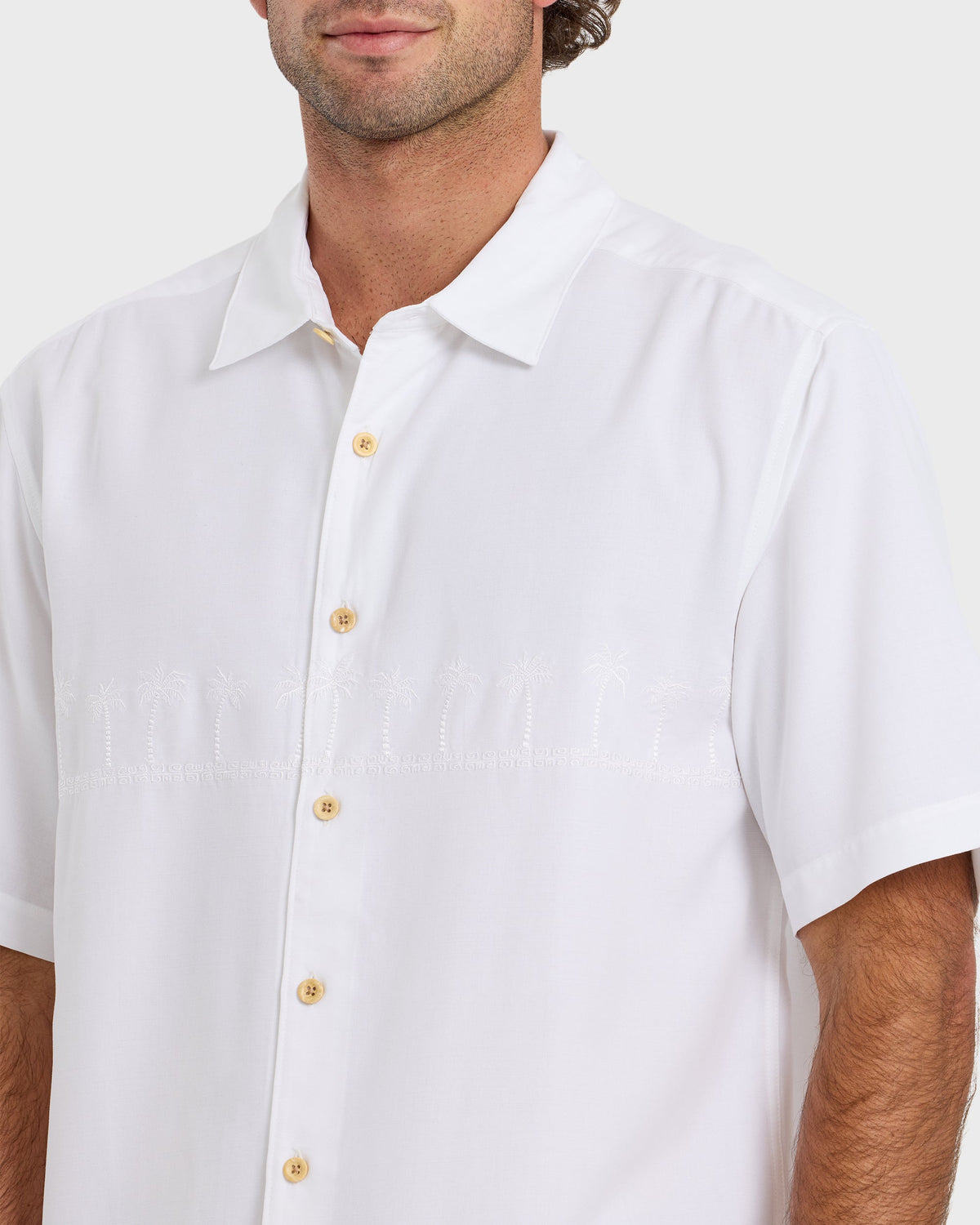 Waterman Tahiti Palms Premium Anti-Wrinkle Shirt - White | Quick Silver