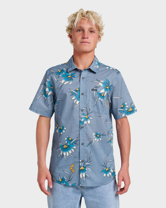 Costal Flora Classic Short Sleeve Shirt - Coronet Blue | Quick Silver