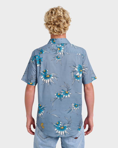 Costal Flora Classic Short Sleeve Shirt - Coronet Blue | Quick Silver