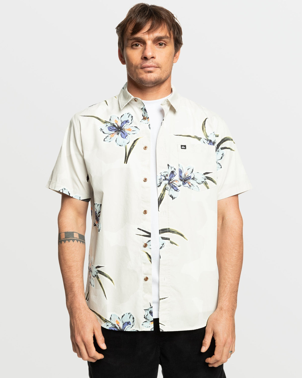 Apero Organic Classics Short Sleeve Shirt - Silver Birch Print | Quick Silver