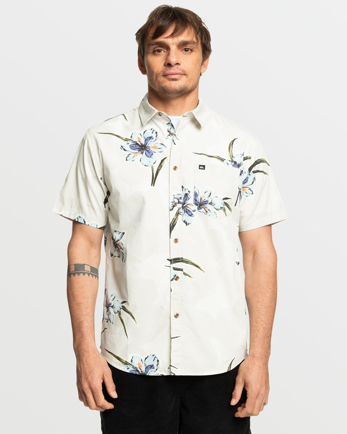 Apero Organic Classics Short Sleeve Shirt - Silver Birch Print | Quick Silver