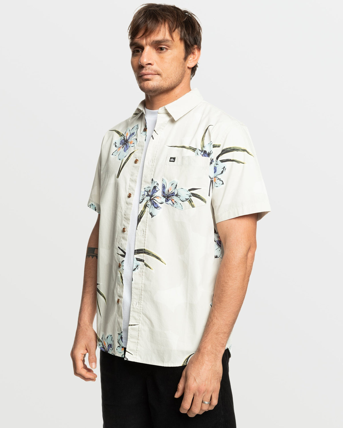 Apero Organic Classics Short Sleeve Shirt - Silver Birch Print | Quick Silver