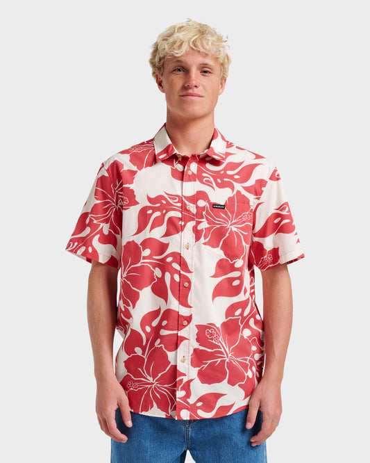 Oceanview Classic Short Sleeve Shirt - Mineral Red | Quick Silver