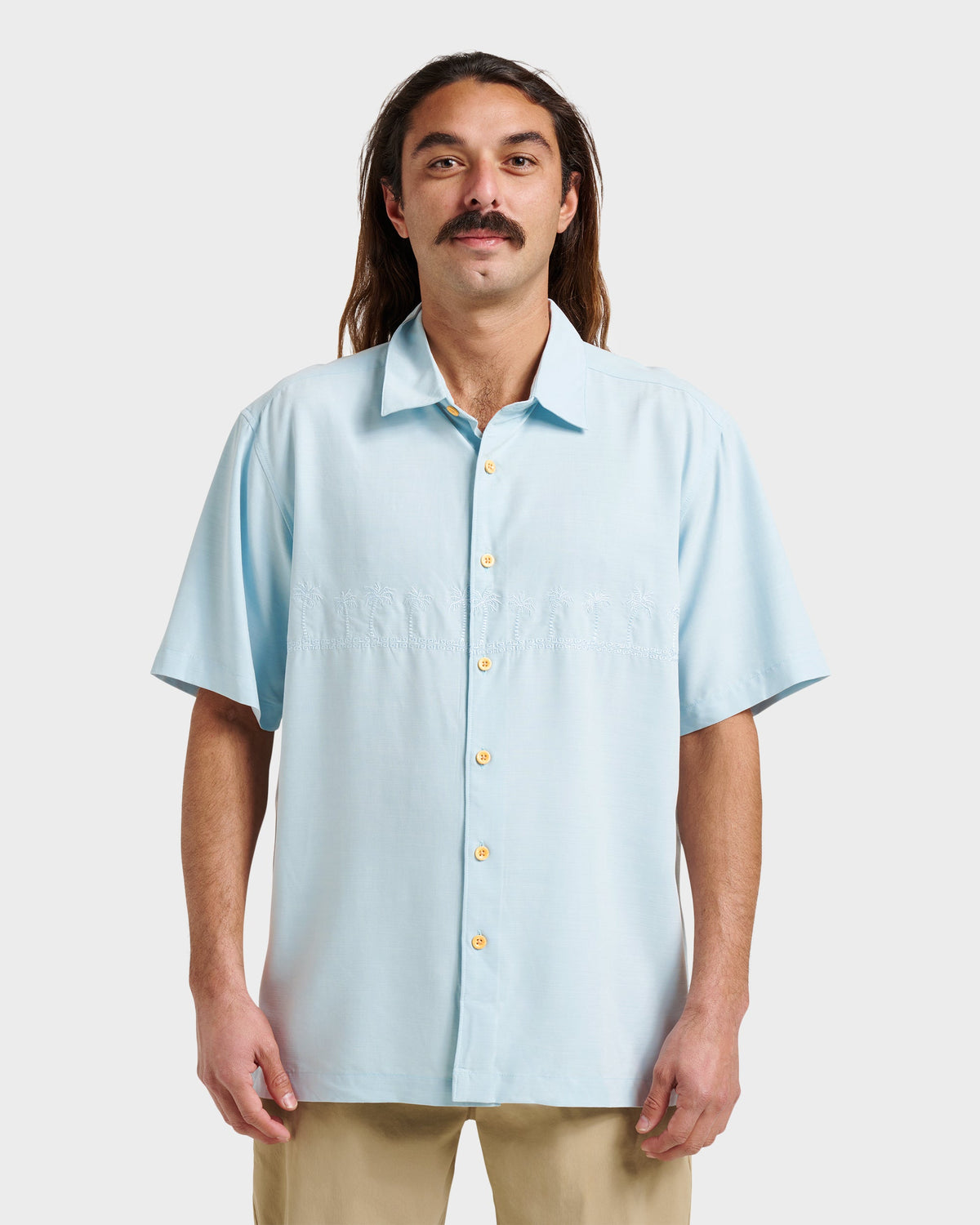Waterman Tahiti Palms Premium Anti-Wrinkle Shirt - Sterling Blue | Quick Silver