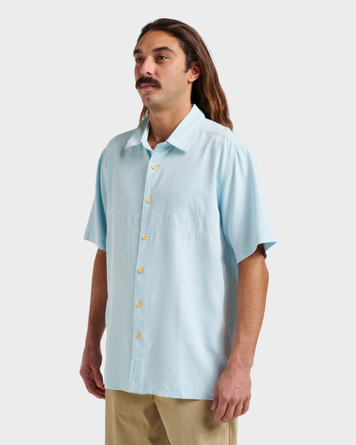 Waterman Tahiti Palms Premium Anti-Wrinkle Shirt - Sterling Blue | Quick Silver