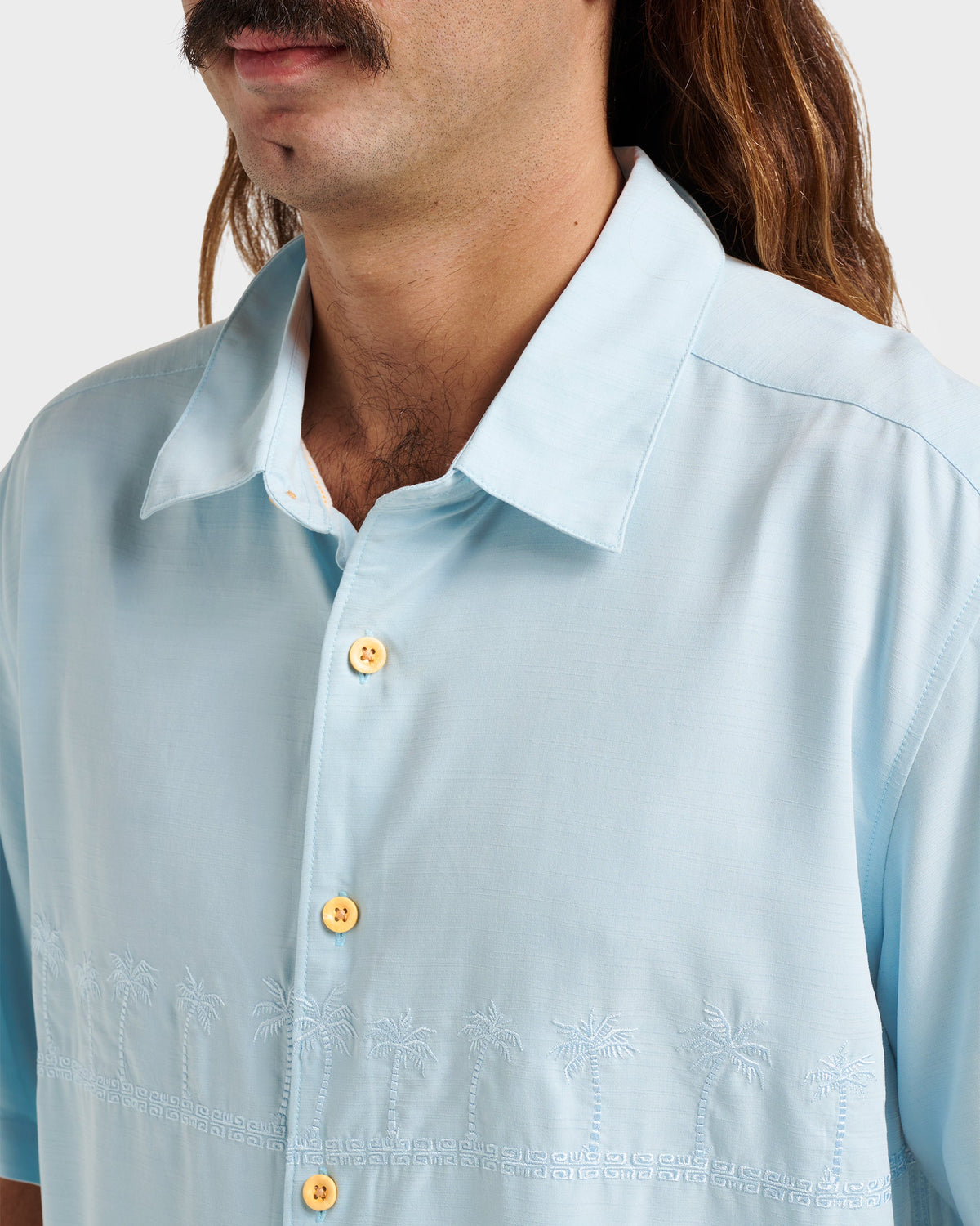 Waterman Tahiti Palms Premium Anti-Wrinkle Shirt - Sterling Blue | Quick Silver