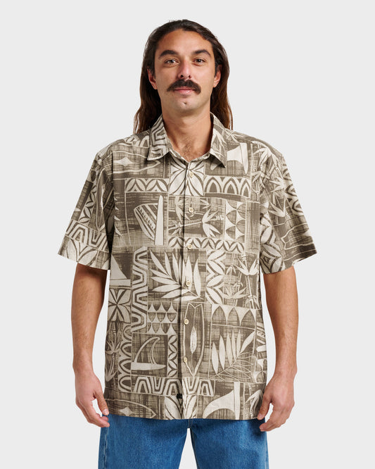 Waterman Talk Story Short Sleeve Shirt - Moonbeam | Quick Silver