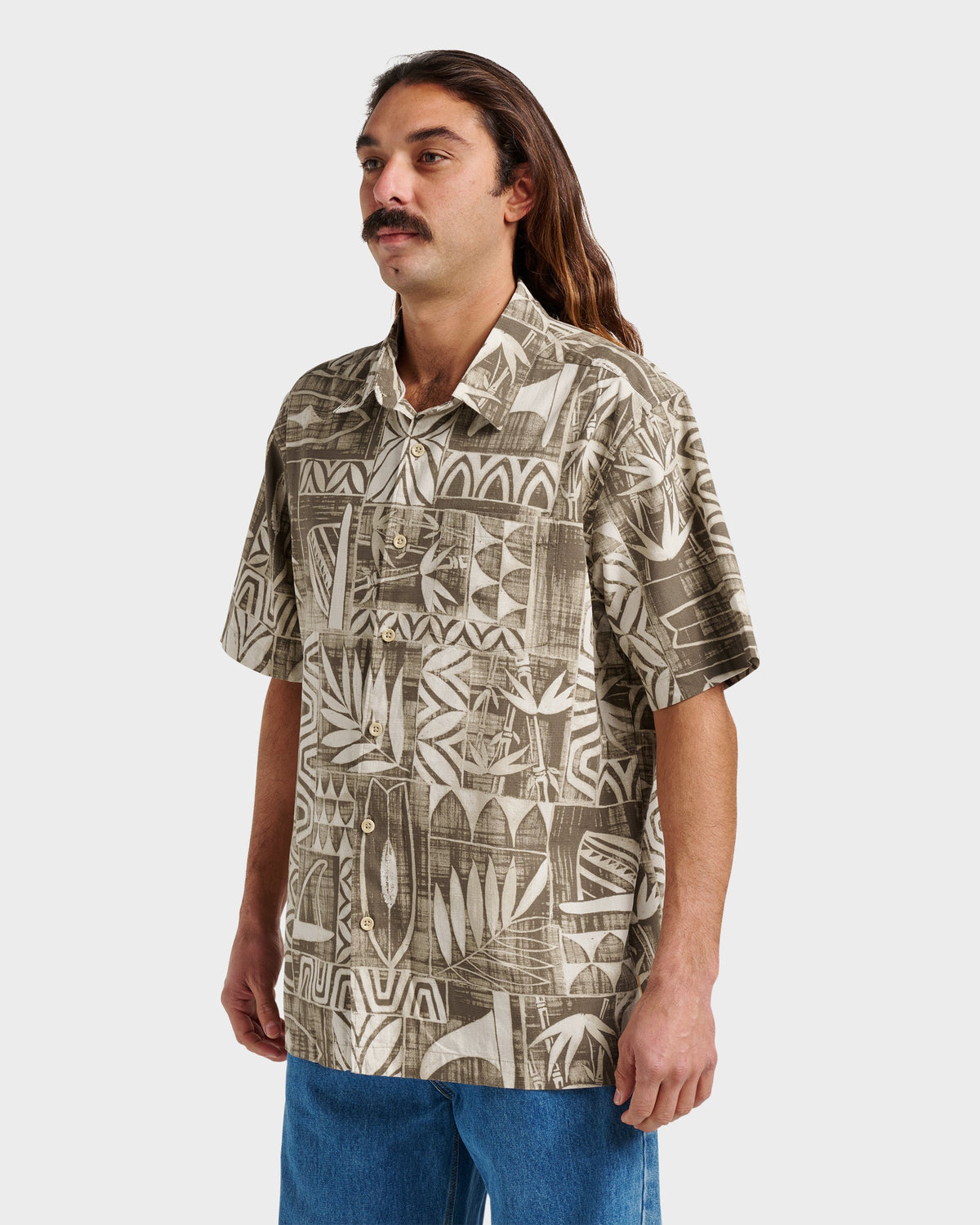 Waterman Talk Story Short Sleeve Shirt - Moonbeam | Quick Silver