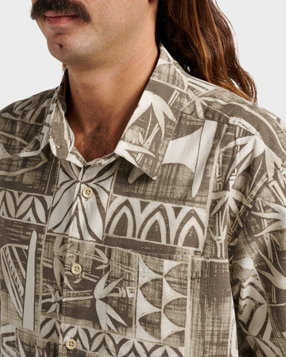 Waterman Talk Story Short Sleeve Shirt - Moonbeam | Quick Silver