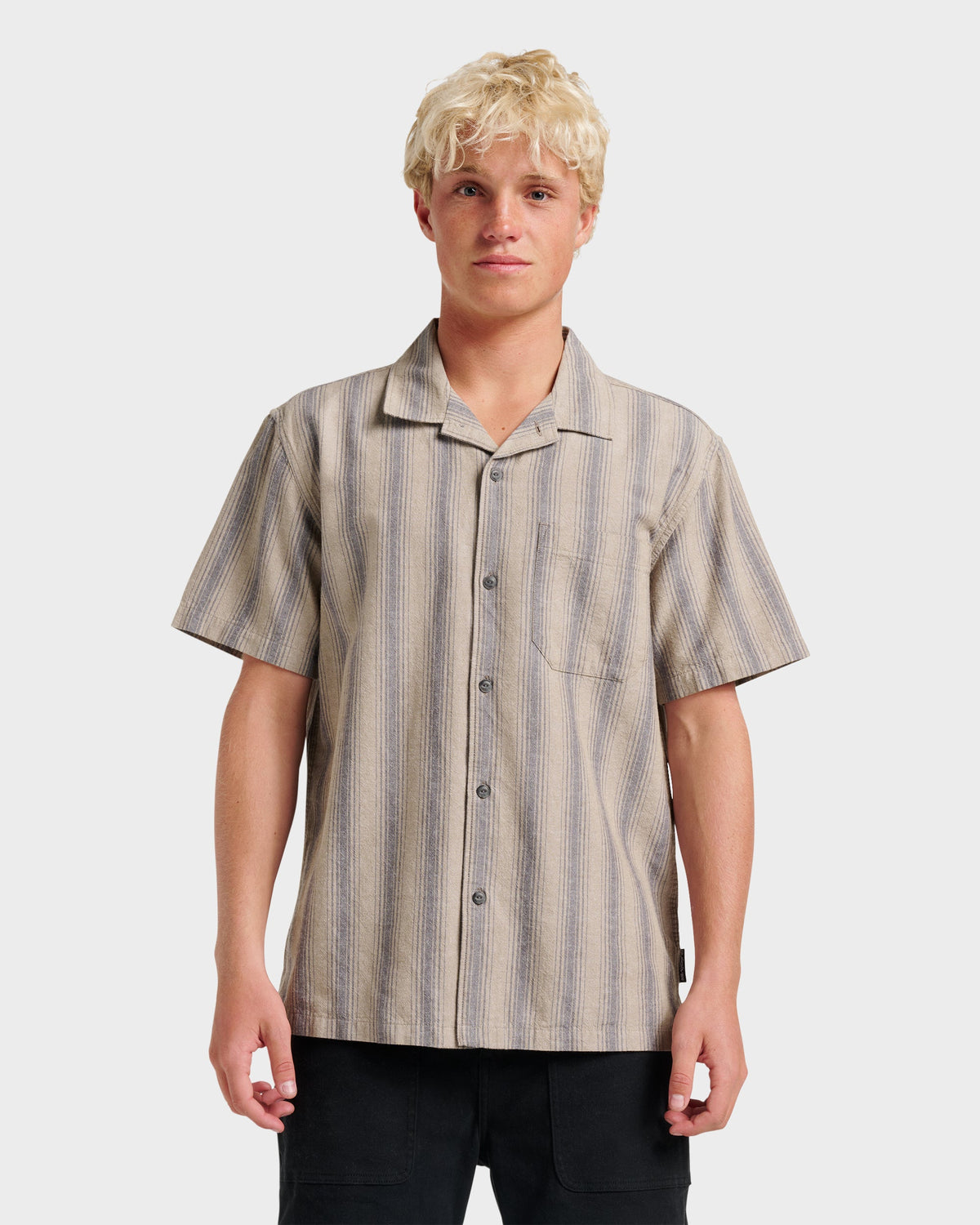 Oxford Stripe Casual Short Sleeve Shirt - Fallen Rock | Quick Silver