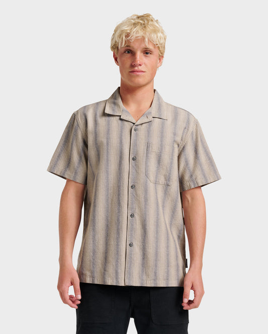 Oxford Stripe Casual Short Sleeve Shirt - Fallen Rock | Quick Silver