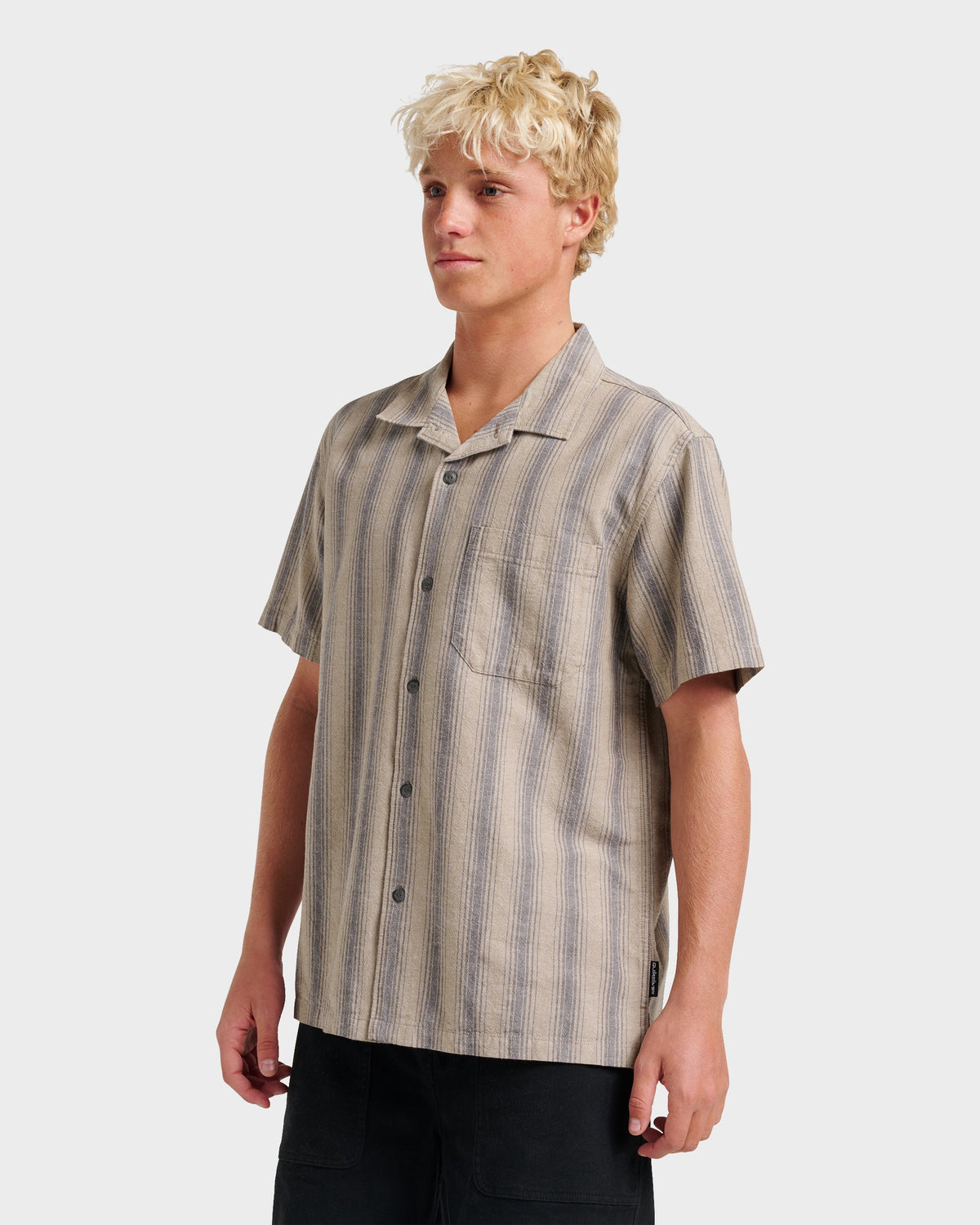 Oxford Stripe Casual Short Sleeve Shirt - Fallen Rock | Quick Silver