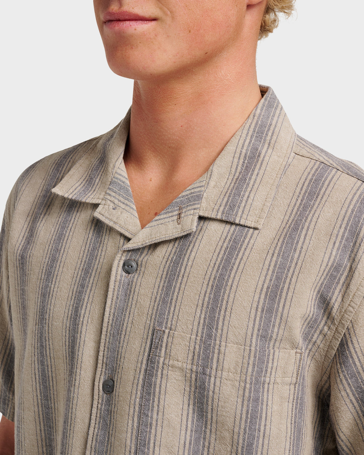 Oxford Stripe Casual Short Sleeve Shirt - Fallen Rock | Quick Silver