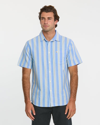 Oxford Stripe Classic Short Sleeve Shirt - Azure | Quick Silver