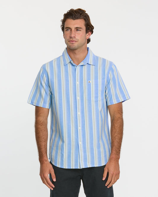 Oxford Stripe Classic Short Sleeve Shirt - Azure | Quick Silver